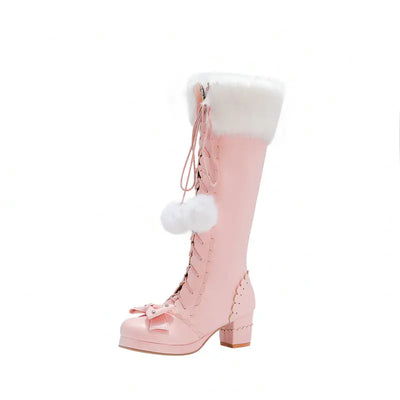 Japanese Lolita Cute Sweet Round Toe High Boots