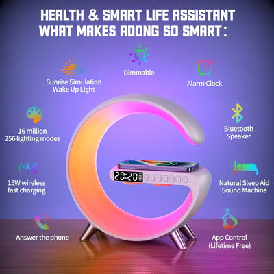 Sunrise Alarm Clock with 15W Wireless Charger & RGB Light