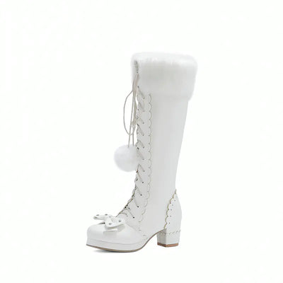 Japanese Lolita Cute Sweet Round Toe High Boots