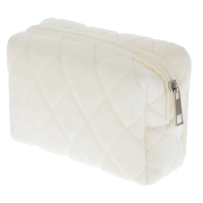 Gjinxi Cosmetics Bag Small Fluffy Makeup Bag White Y2K Checkered Cosmetic Travel Bags for Women Cute Trendy Skincare Bags for Toiletry and Makeup Storage Compact Make Up Toiletry Bags