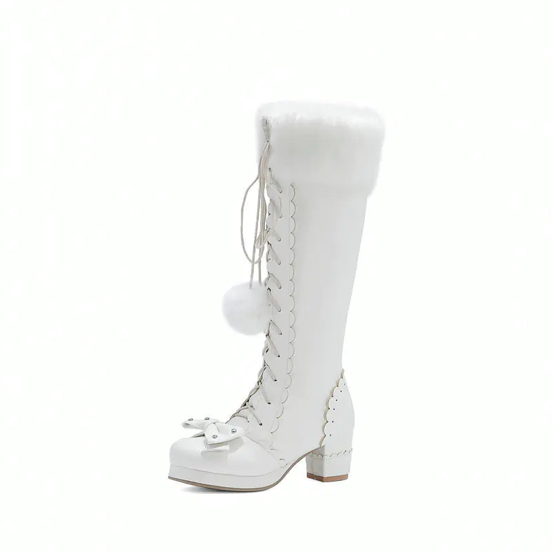 Japanese Lolita Cute Sweet Round Toe High Boots
