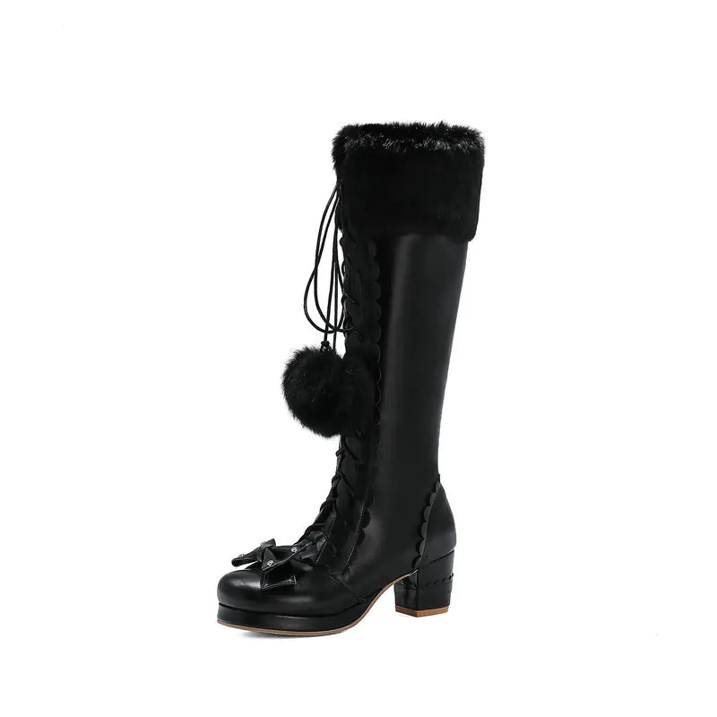 Japanese Lolita Cute Sweet Round Toe High Boots